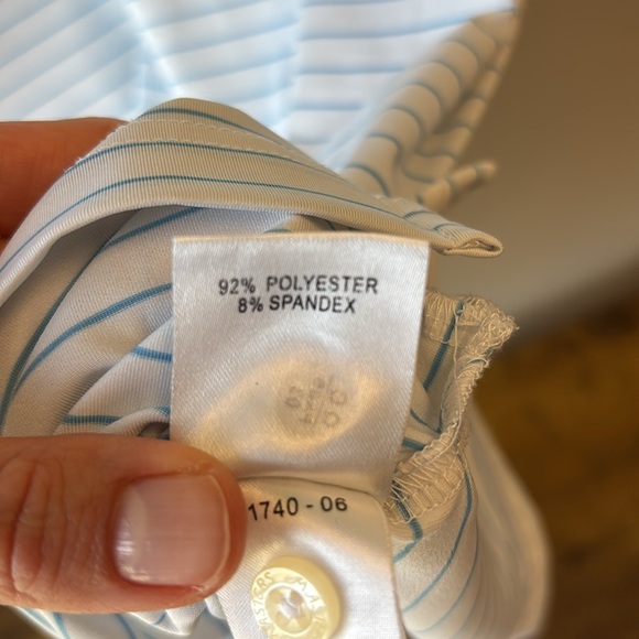 Masters Tech White Blue Striped Men's Polo Shirt - Picture 4 of 5